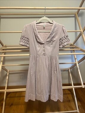 Maeve Light Mauve Eyelet Fit-and-Flare Dress